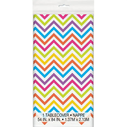 Rainbow Chevron Plastic Table Cover 54X84" Party Expo