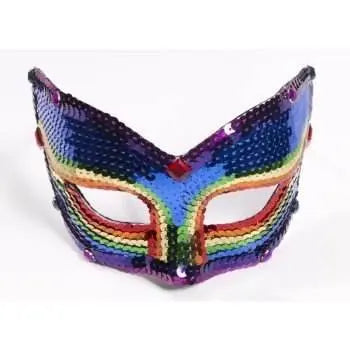 Rainbow Sequin Mask with Eyeglass - Party Expo