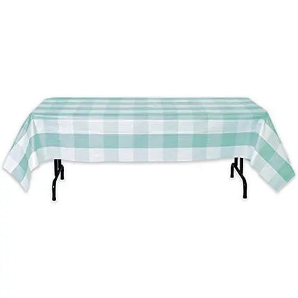 Robin's Egg Blue - Big Block Plaid Table cover - Party Expo