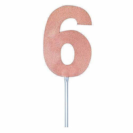 Rose Gold Diamond #6 Cake Topper - Party Expo