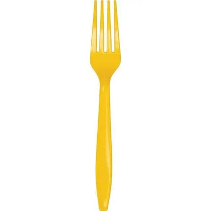 School Bus Yellow Plastic Forks - Party Expo