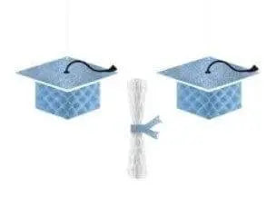 School Colors Pride Graduation Cap & Diploma Honeycomb Hanging Decorations - Powder Blue - Party Expo