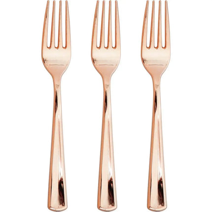 Sensations Metallic Rosegold Forks - 24 count - Party Expo