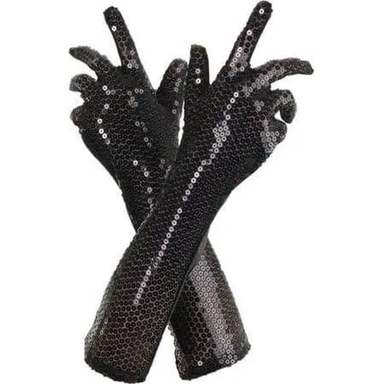 Sequin Gloves - Black - Party Expo