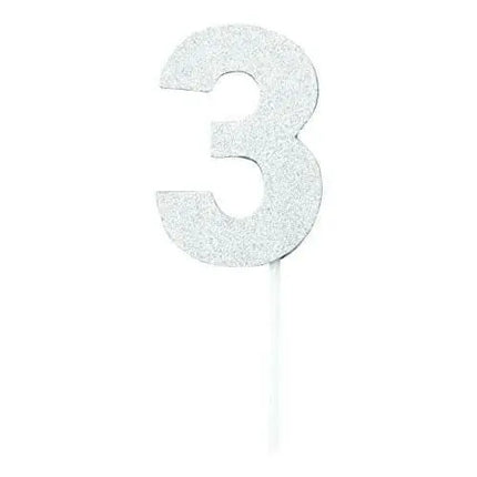 Silver Diamond #3 Cake Topper - Party Expo