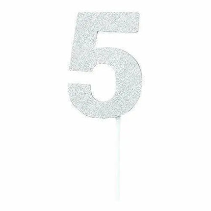 Silver Diamond #5 Cake Topper - Party Expo