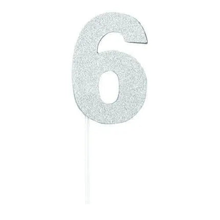 Silver Diamond #6 Cake Topper - Party Expo