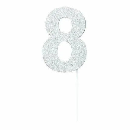 Silver Diamond #8 Cake Topper - Party Expo