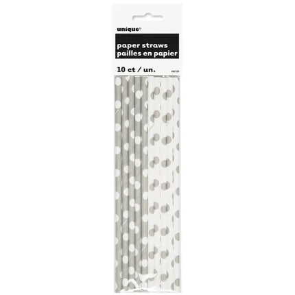 Silver Dot Paper straw - Party Expo