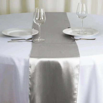 Silver Satin Table Runner 12" * 108" Party Expo