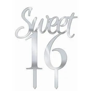 Silver 'Sweet 16' Cake Topper - Party Expo