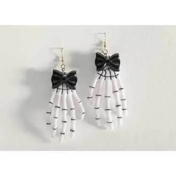 Skeleton Hands Earrings - Black & White - Party Expo