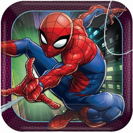 Spiderman - 9" Square Plates (8ct) - SKU:551860 - UPC:013051757427 - Party Expo