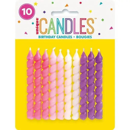 Spiral Birthday Candles - Pink & Purple (10ct) - Party Expo