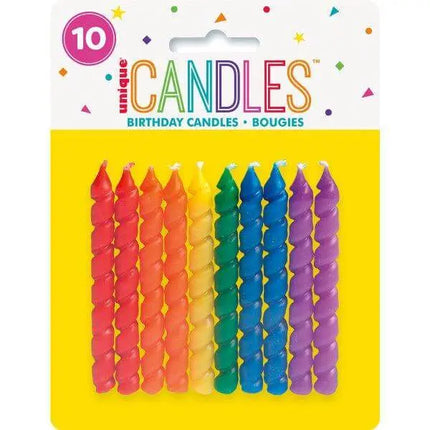 Spiral Birthday Candles - Rainbow (10ct) - Party Expo