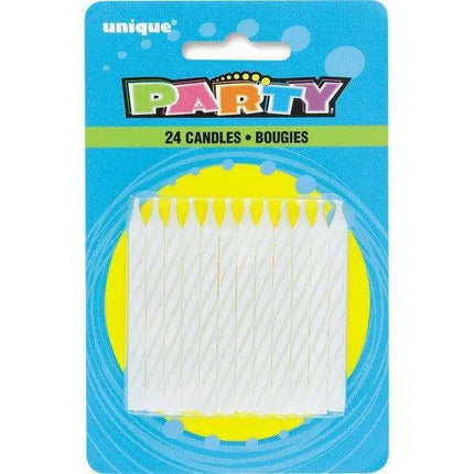 Spiral Birthday Candles - White (24ct) - Party Expo