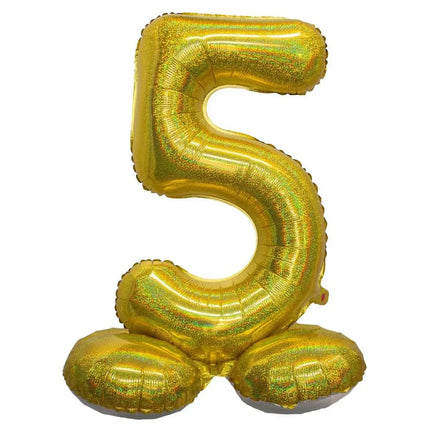 Standing Number 5 - 26" Holographic Gold Party Expo