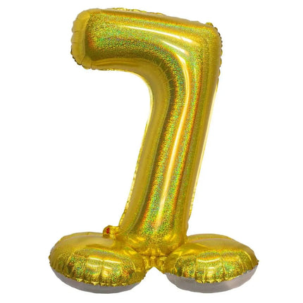 Standing Number 7 - 26" Holographic Gold Party Expo