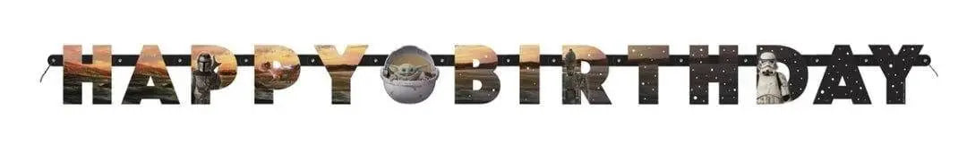 Star Wars Mandalorian Happy Birthday Banner - Party Expo
