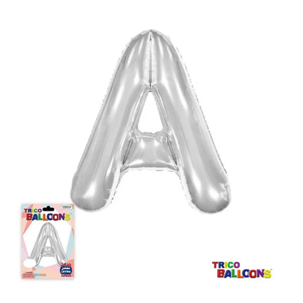 Super Shape Letter A Silver Mylar Balloon - Party Expo