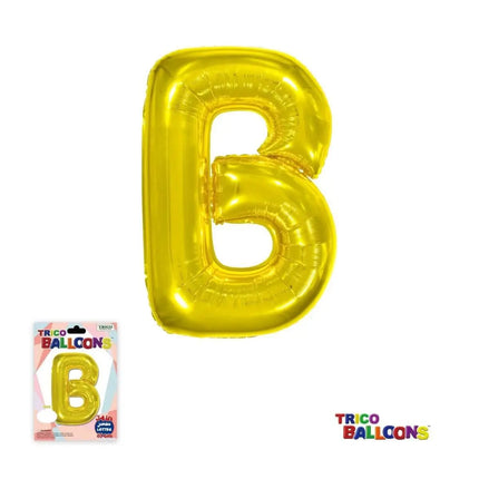Super Shape Letter B Gold Mylar Balloon - Party Expo