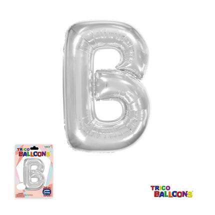 Super Shape Letter B Silver Mylar Balloon - Party Expo