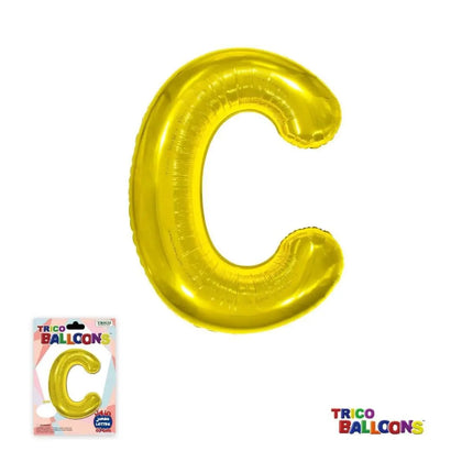 Super Shape Letter C Gold Mylar Balloon - Party Expo