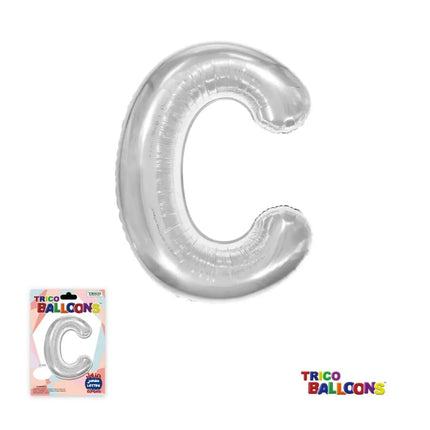 Super Shape Letter C Silver Mylar Balloon - Party Expo