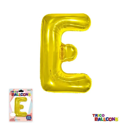 Super Shape Letter E Gold Mylar Balloon - Party Expo