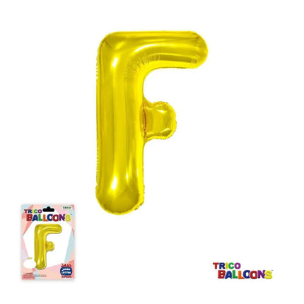 Super Shape Letter F Gold Mylar Balloon - Party Expo