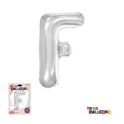 Super Shape Letter F Silver Mylar Balloon - Party Expo