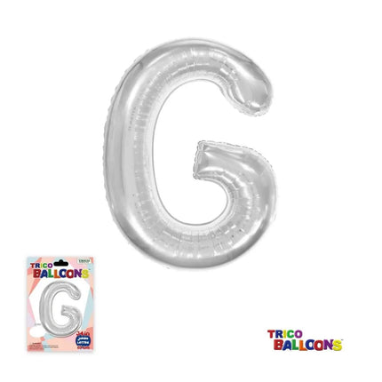 Super Shape Letter G Silver Mylar Balloon - Party Expo