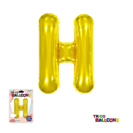 Super Shape Letter H Gold Mylar Balloon - Party Expo