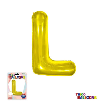 Super Shape Letter L Gold Mylar Balloon - Party Expo