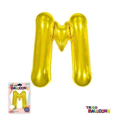 Super Shape Letter M Gold Mylar Balloon - Party Expo