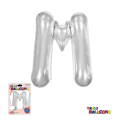 Super Shape Letter M Silver Mylar Balloon - Party Expo