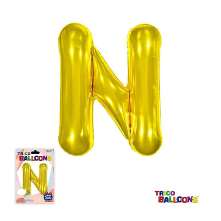 Super Shape Letter N Gold Mylar Balloon - Party Expo