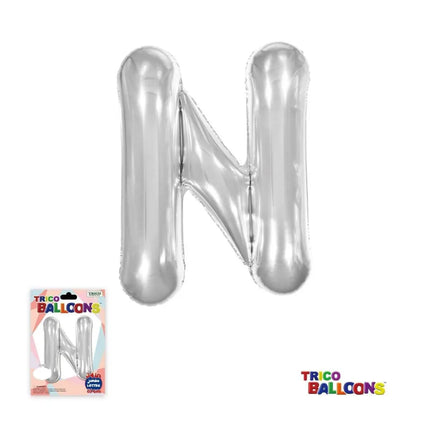 Super Shape Letter N Silver Mylar Balloon - Party Expo