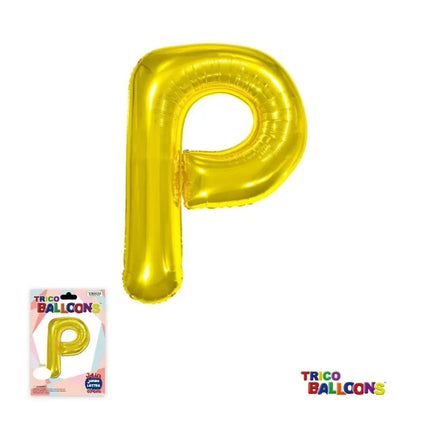 Super Shape Letter P Gold Mylar Balloon - Party Expo
