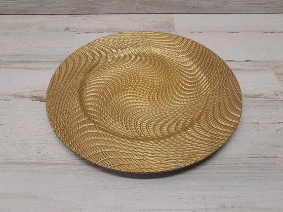 Swirl Plastic Charger Plate - Gold - Party Expo