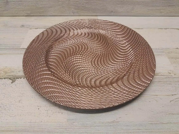 Swirl Plastic Charger Plate - Rose Gold - Party Expo