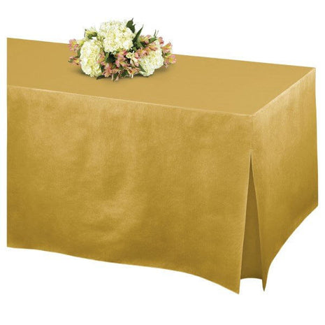 Table Fitter Gold Table Cover - SKU:570501.19 - UPC:013051664022 - Party Expo