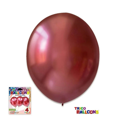 Trico - 12" Chrome Red Latex Balloons (4ct) Party Expo