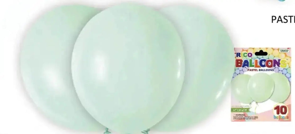 Trico - 12" Pastel Green Latex Balloons (10ct) Party Expo