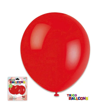 Trico -12" Red Latex Balloon - 10 count Party Expo