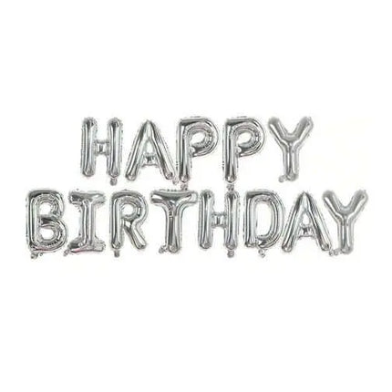 Trico - 14" Happy Birthday Mylar Balloon Banner - Silver Party Expo
