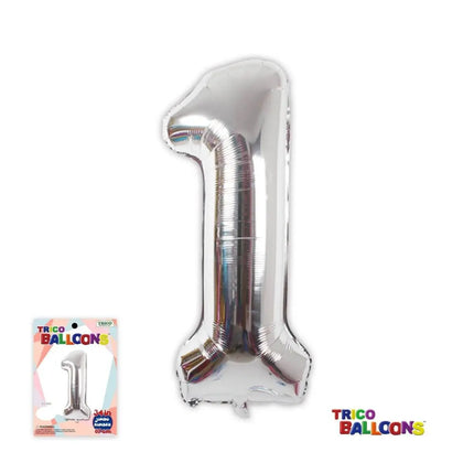 Trico 34" #1 Jumbo Number Balloon - Silver Party Expo