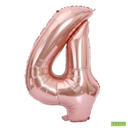 Trico - 34" Number '4' Mylar Balloon - Rose Gold Party Expo