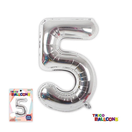 Trico - 34" Number '5' Mylar Balloon - Silver Party Expo