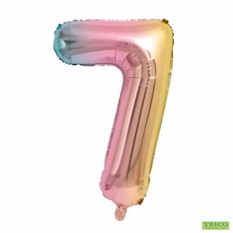Trico - 34" Number '7' Mylar Balloon - Rainbow - SKU:BP2310-7 - UPC:00810057950575 - Party Expo